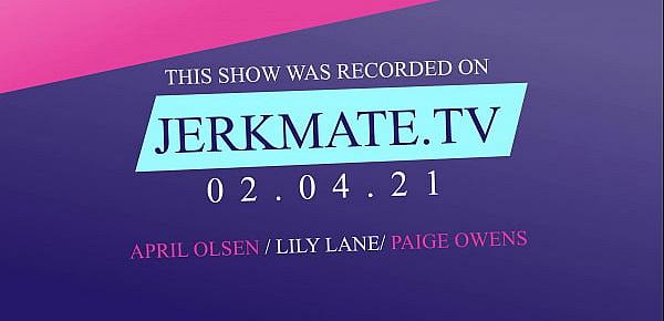  April Olsen, Lily Lane, And Paige Owens On a Kitchen Counter With Strap-ons  Live On Jerkmate Tv